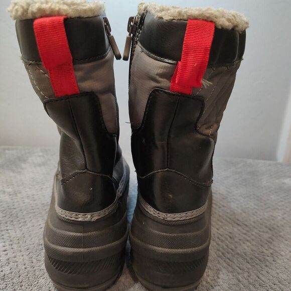 Cat & Jack‎ Kids Black Faux Fur Lined Collar Thermolite Winter Boots Sz 1 - Picture 6 of 16